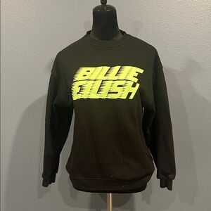 Billie Eilish Black Crewneck Sweater with Neon Yellow Print
